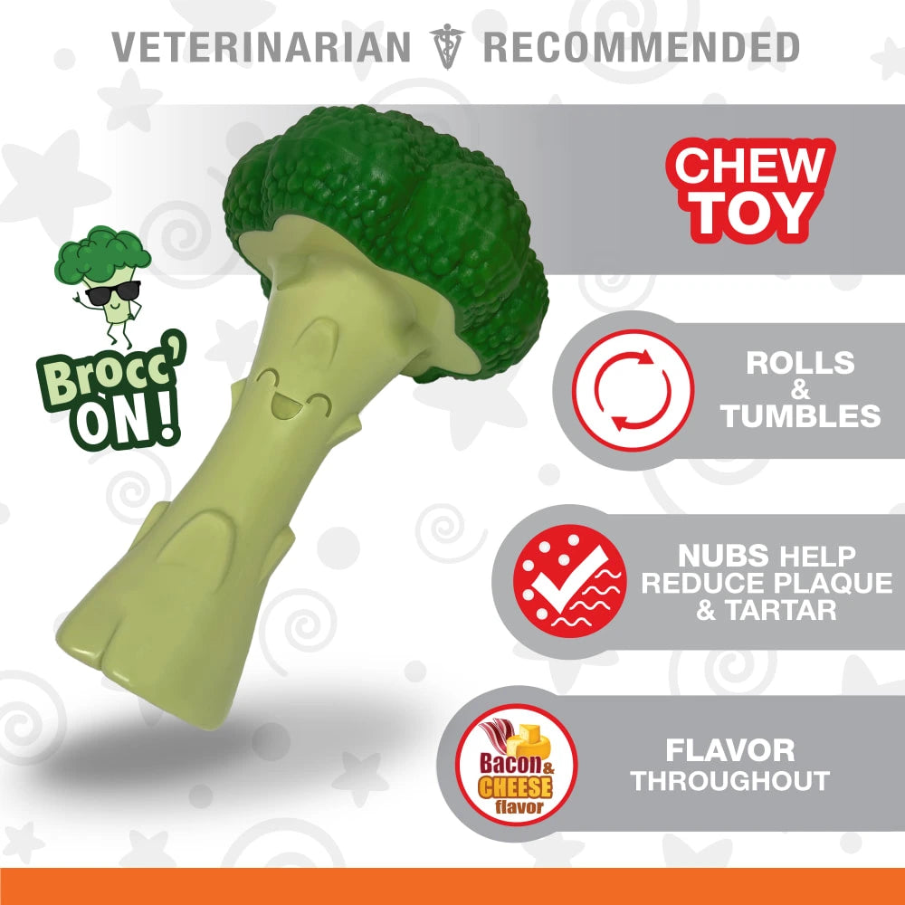 Nylabone Power Chew - Juguete masticable para perros con forma de brócoli sabor tocino y queso