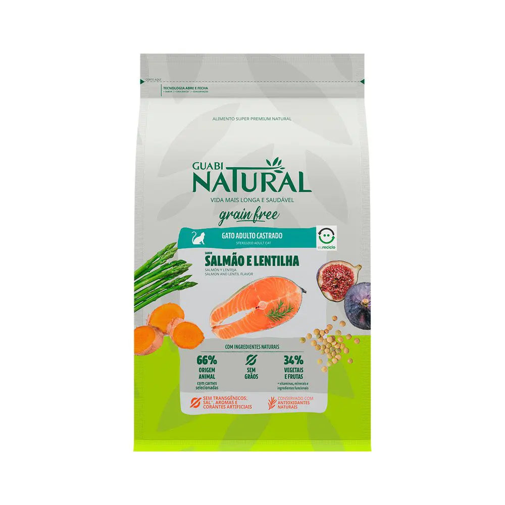 Guabi Natural Grain-Free Gato Adulto Castrado Salmón y Lentejas