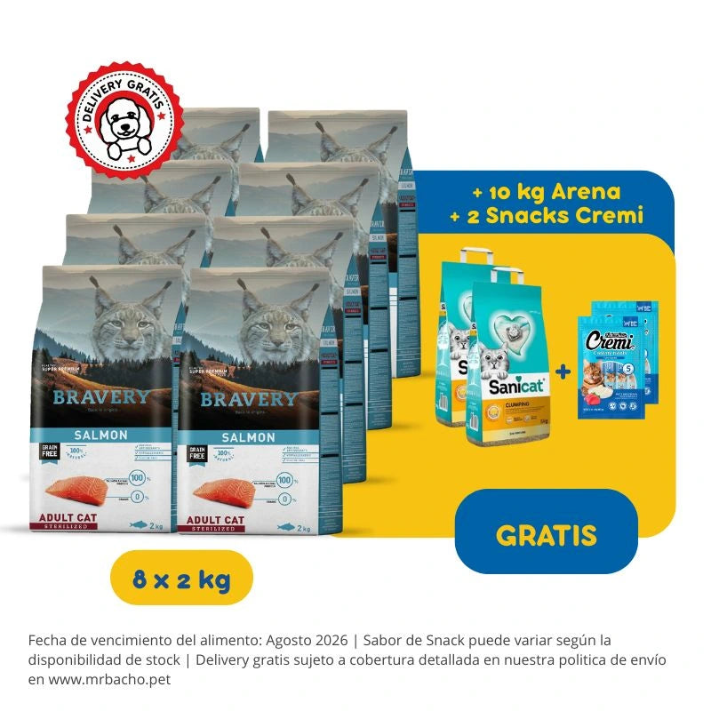 Bravery Grain-Free Adult Cat Sterilized Salmón