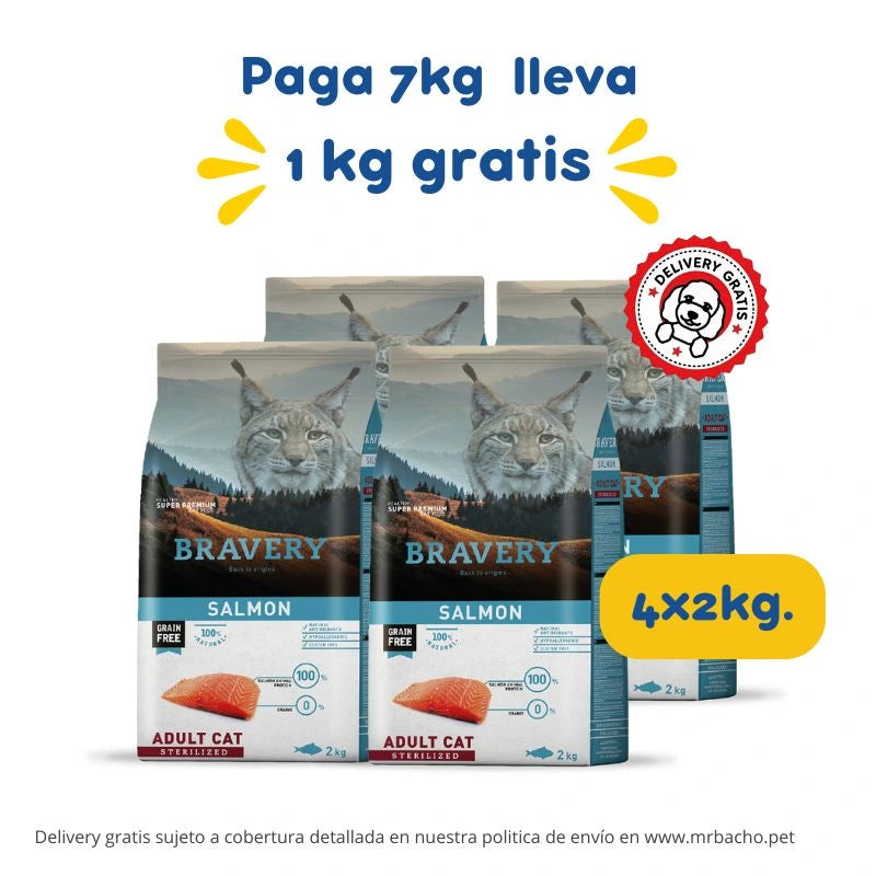 Bravery Grain-Free Adult Cat Sterilized Salmón