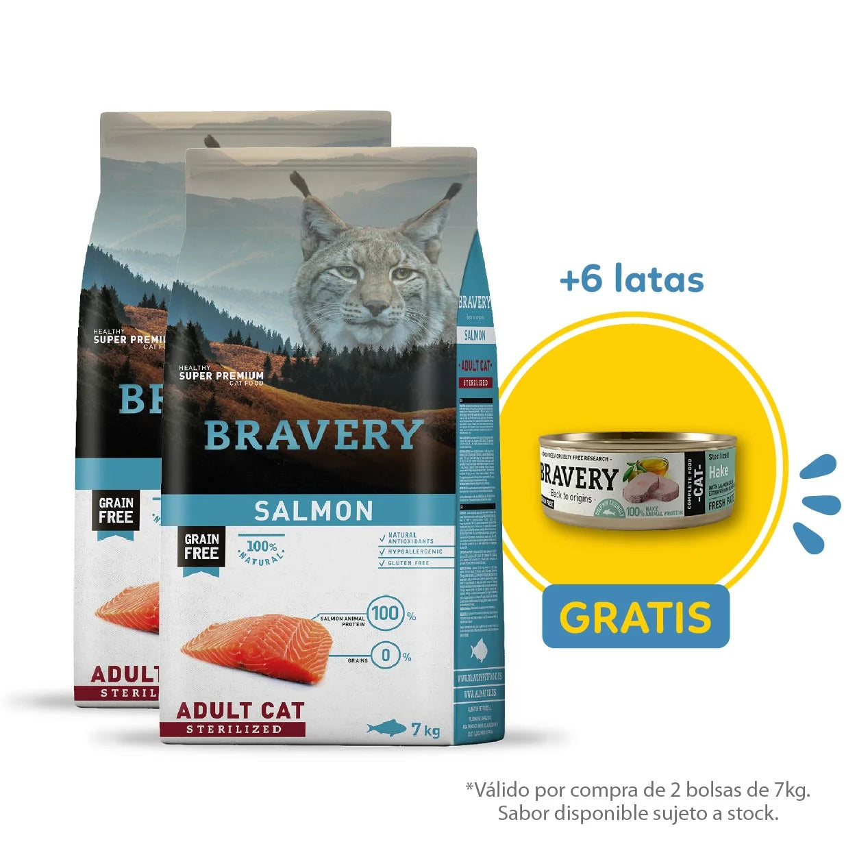 Bravery Grain-Free Adult Cat Sterilized Salmón