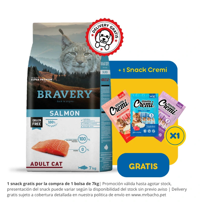 Bravery Grain-Free Adult Cat Salmón