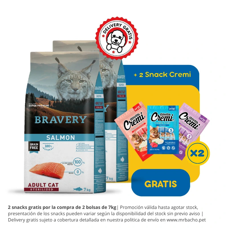 Bravery Grain-Free Adult Cat Sterilized Salmón