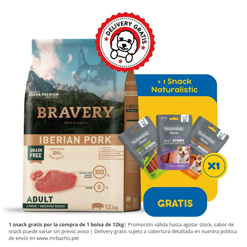 Bravery Grain-Free Adult Dog Medium / Large Iberian Pork
