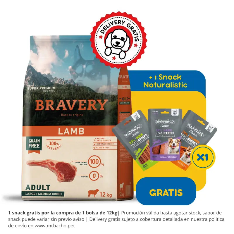 Bravery Grain-Free Adult Dog Medium / Large Lamb