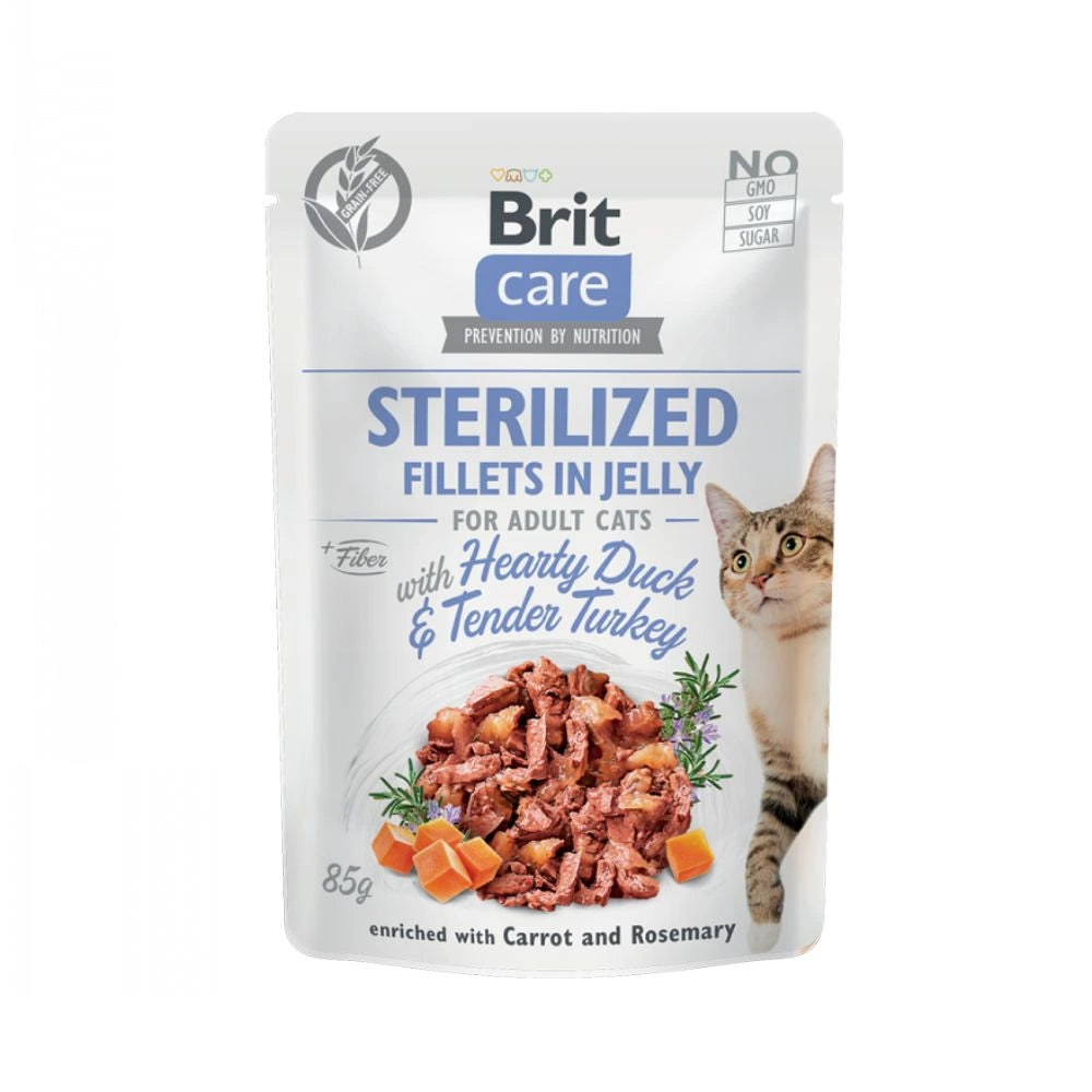 Brit Care Cat Grain-Free Fillets in Jelly Hearty Duck & Tender Turkey – Sterilized Cats
