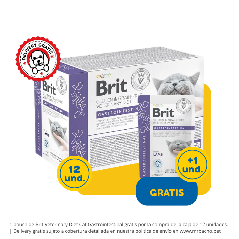Brit Veterinary Diet Cat Grain-Free Gastrointestinal Pouch Fillets in Gravy