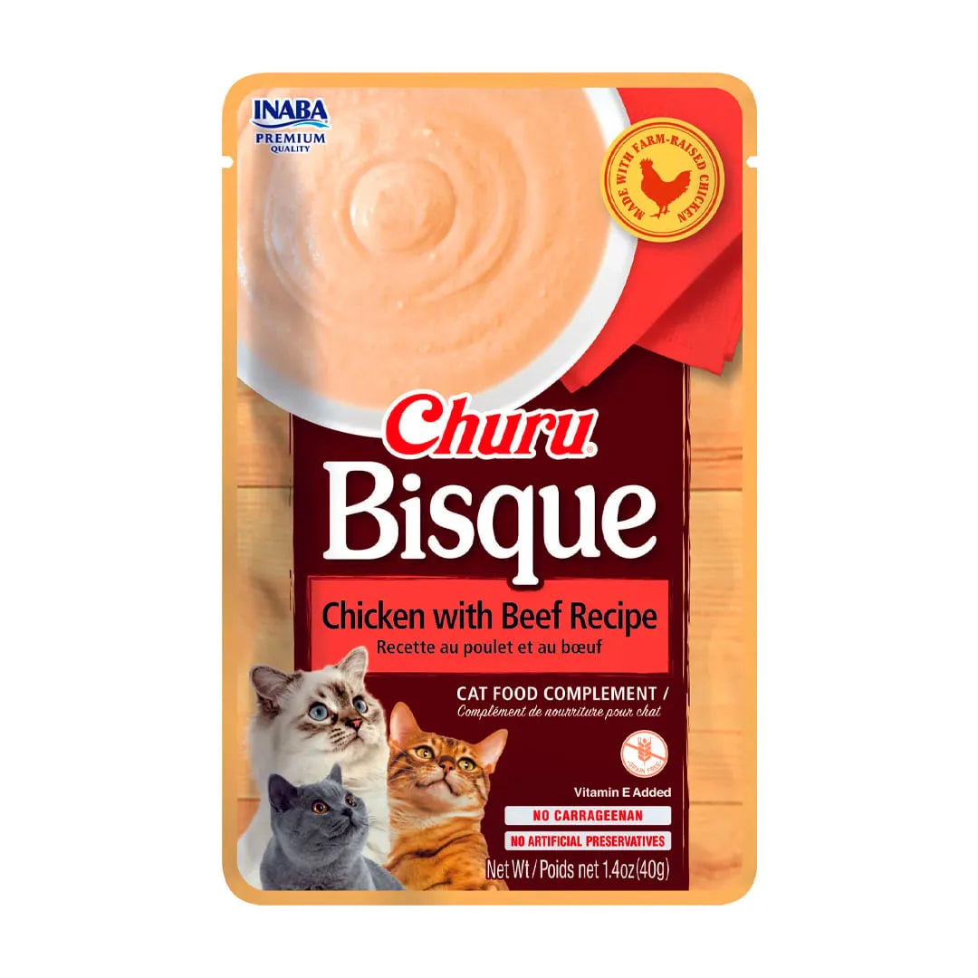 Churu Bisque Pollo con carne - Snack cremoso para gatos