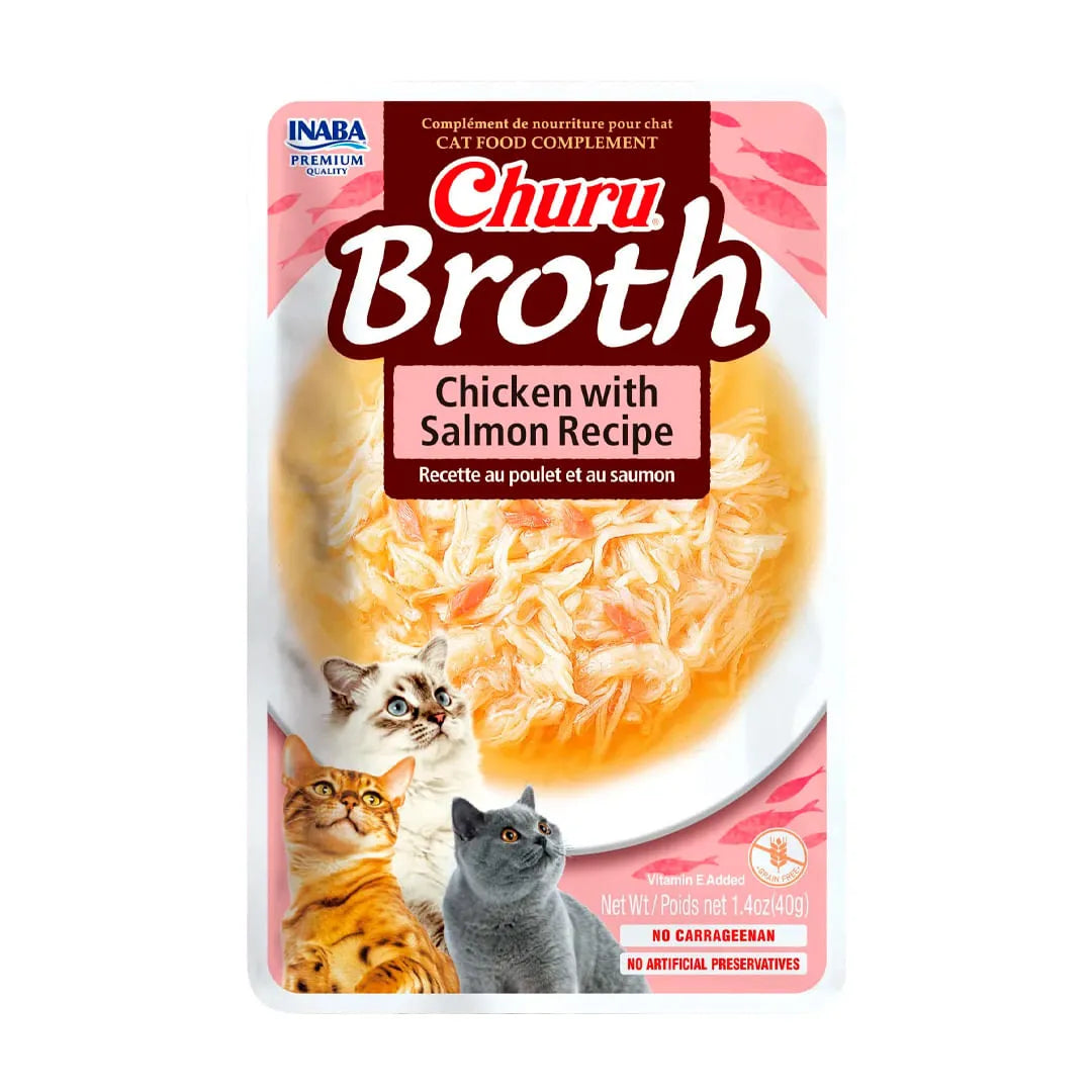 Churu Broth Pollo con Salmón - Snack de caldo para gatos