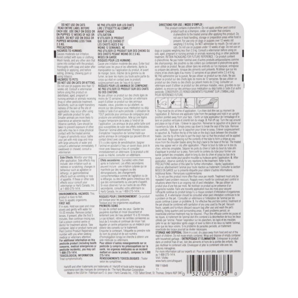 Hartz Ultraguard pipeta antipulgas x3 para perros de 2.5 a 6kg