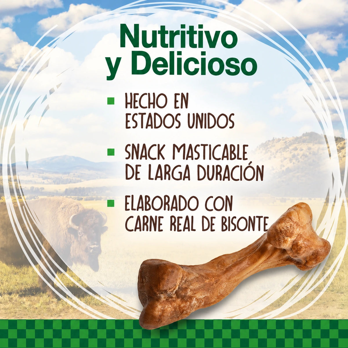 Nylabone Healthy Edibles Wild – Snack Masticable Sabor Bisonte Large