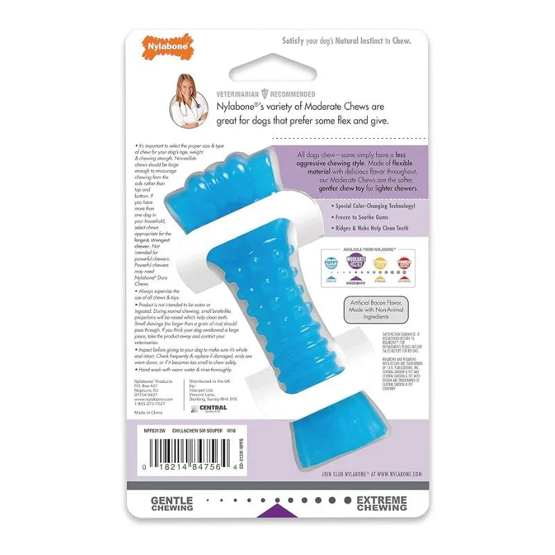 Nylabone Essentials Moderate Chew - Juguete masticable y congelable sabor tocino para perros