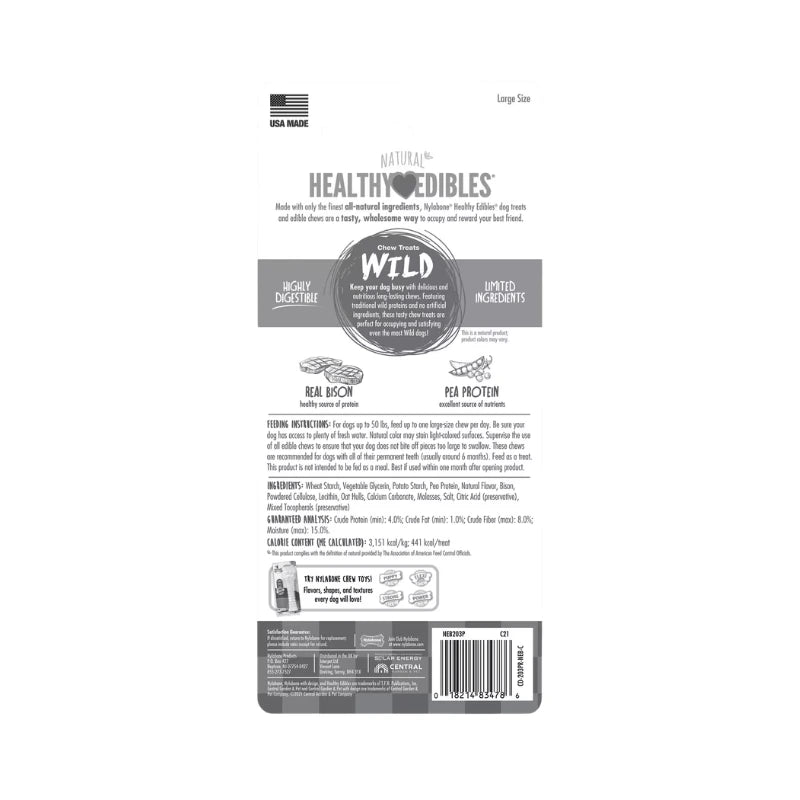 Nylabone Healthy Edibles Wild – Snack Masticable Sabor Bisonte Large