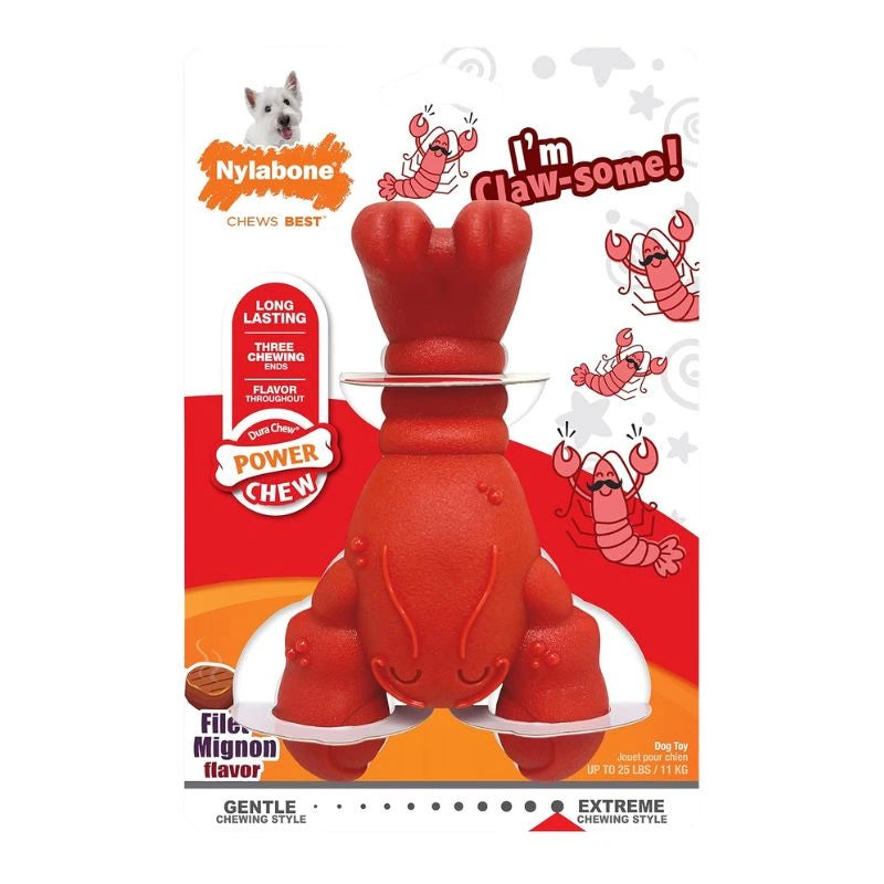 Nylabone Power Chew - Juguete para perros con forma de langosta sabor filet mignon