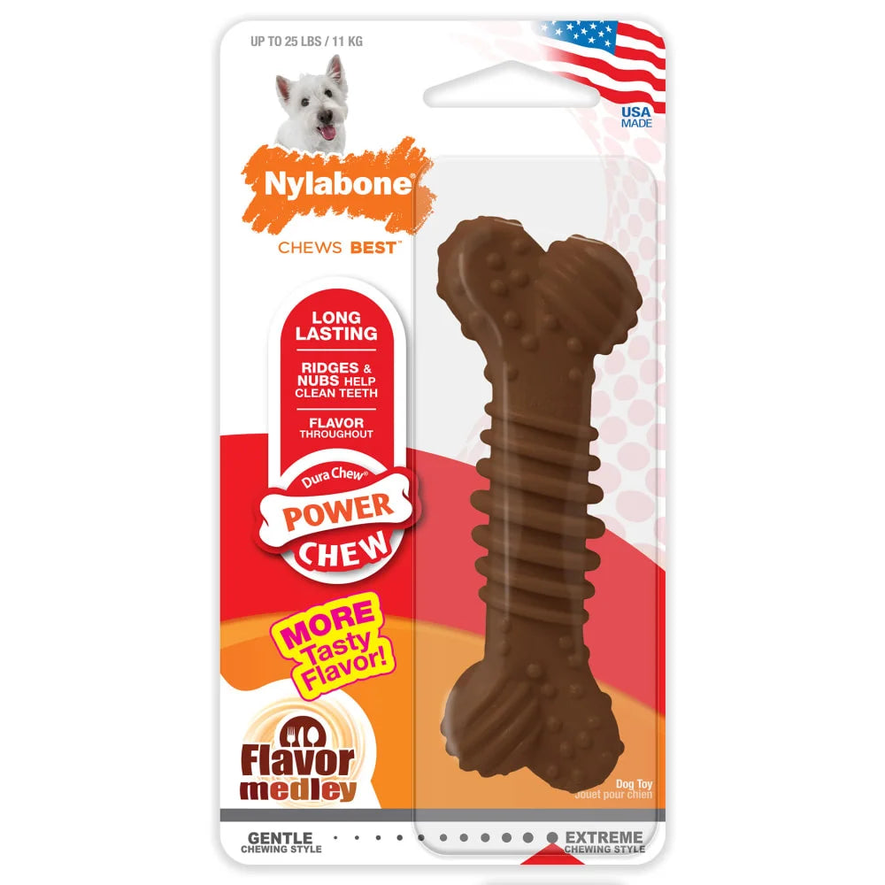 Nylabone Power Chew Groove Bone - Juguete masticable para perros