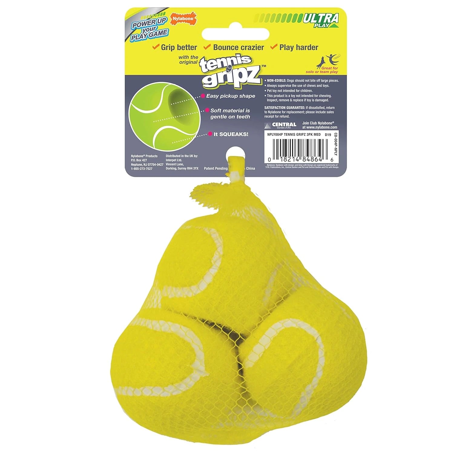 Nylabone Power Play Tennis Gripz - Pelota de tenis para perros