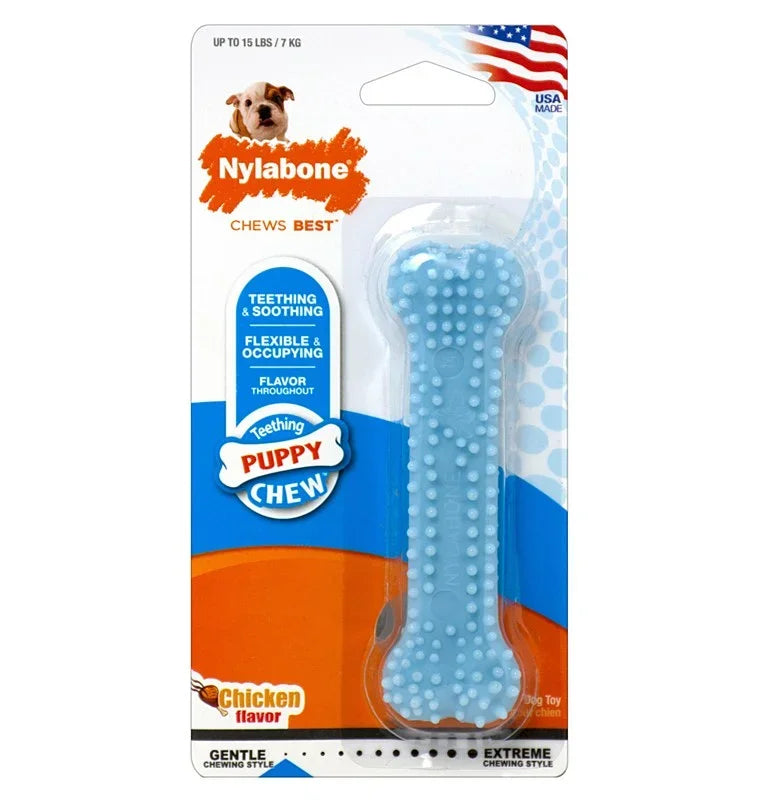 Nylabone Puppy Chew Best - Juguete masticable texturizado para cachorros en etapa de dentición sabor pollo
