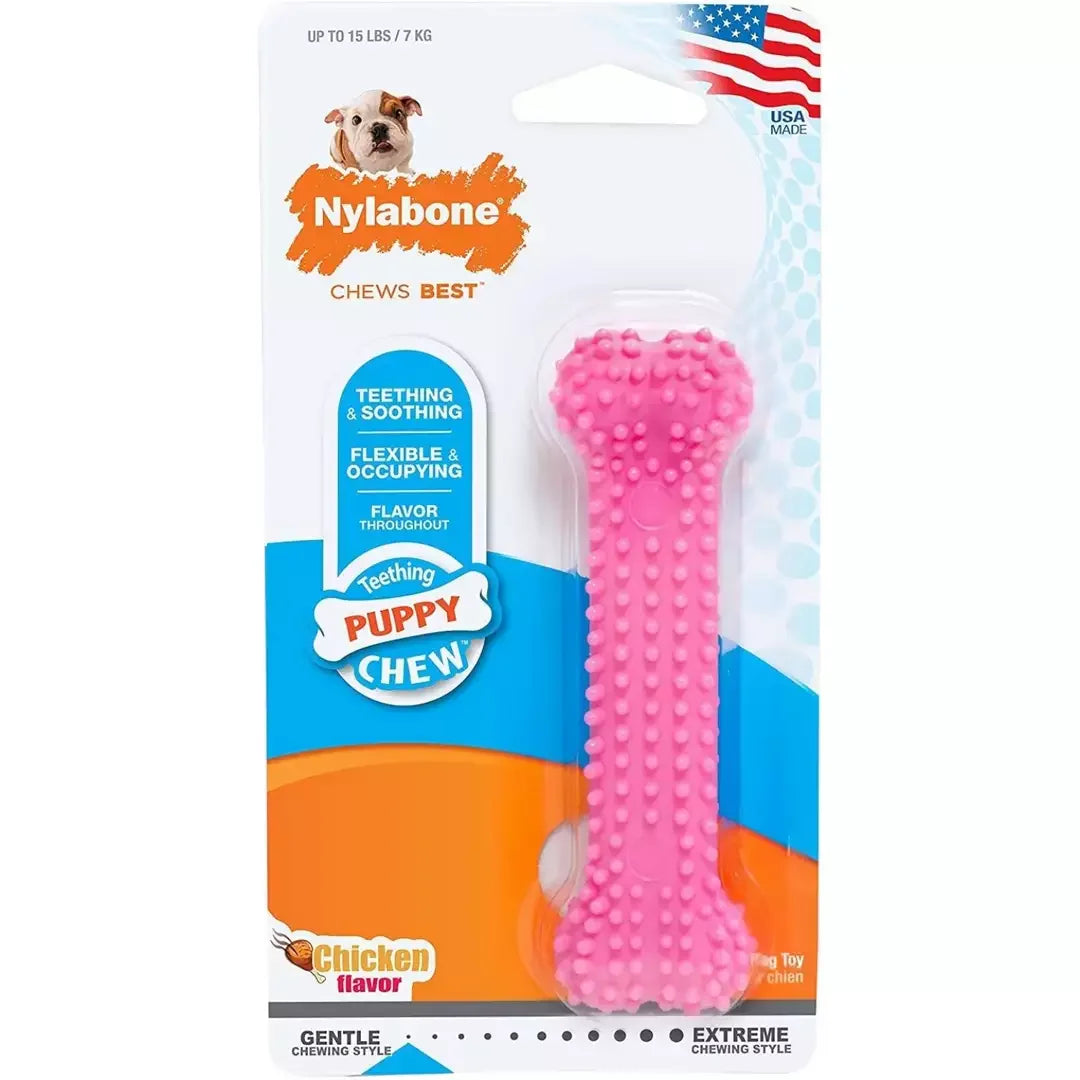 Nylabone Puppy Chew Best - Juguete masticable texturizado para cachorros en etapa de dentición sabor pollo