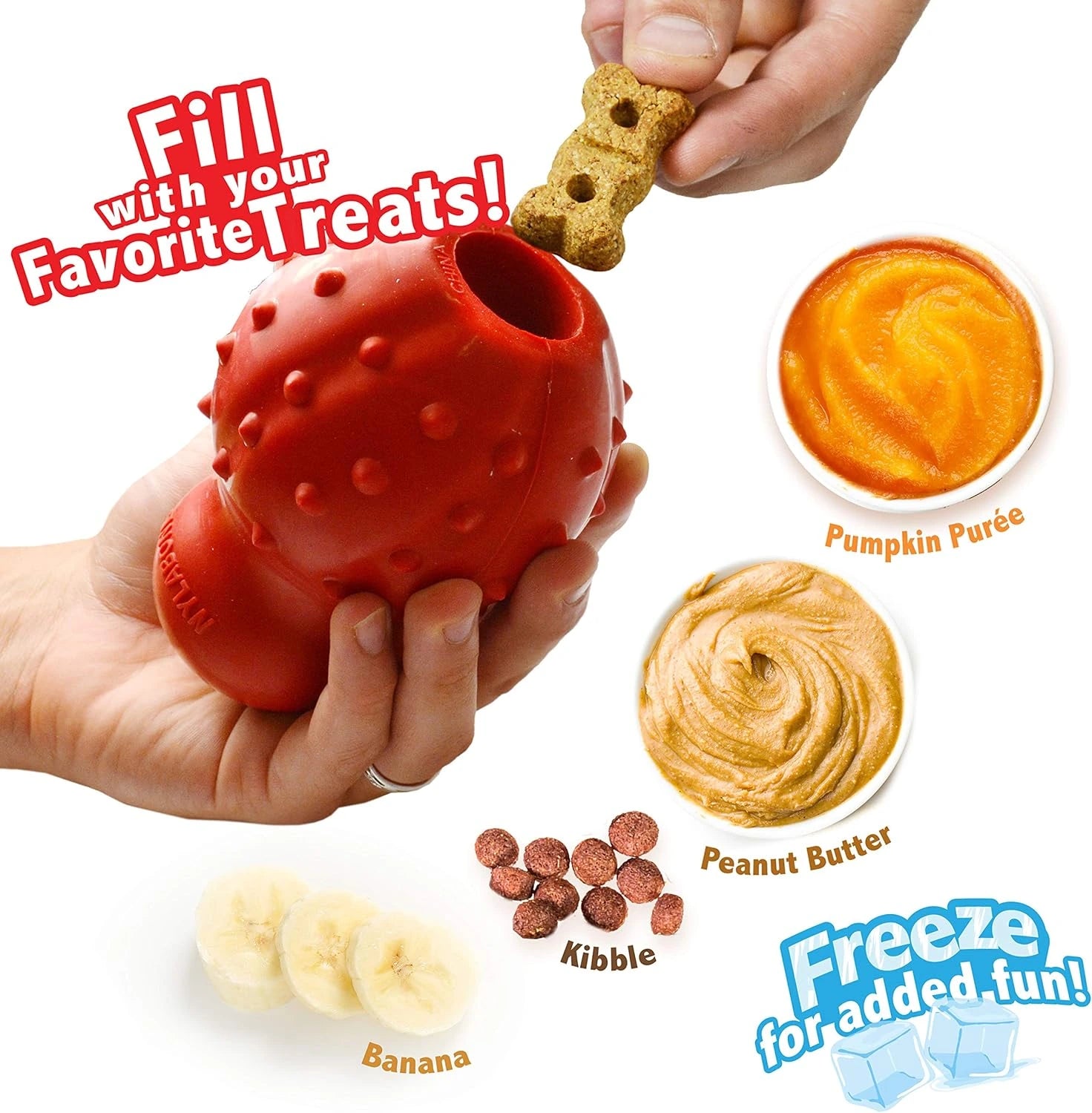 Nylabone Rubber Strong Chew - Juguete rellenable sabor a tocino para perros