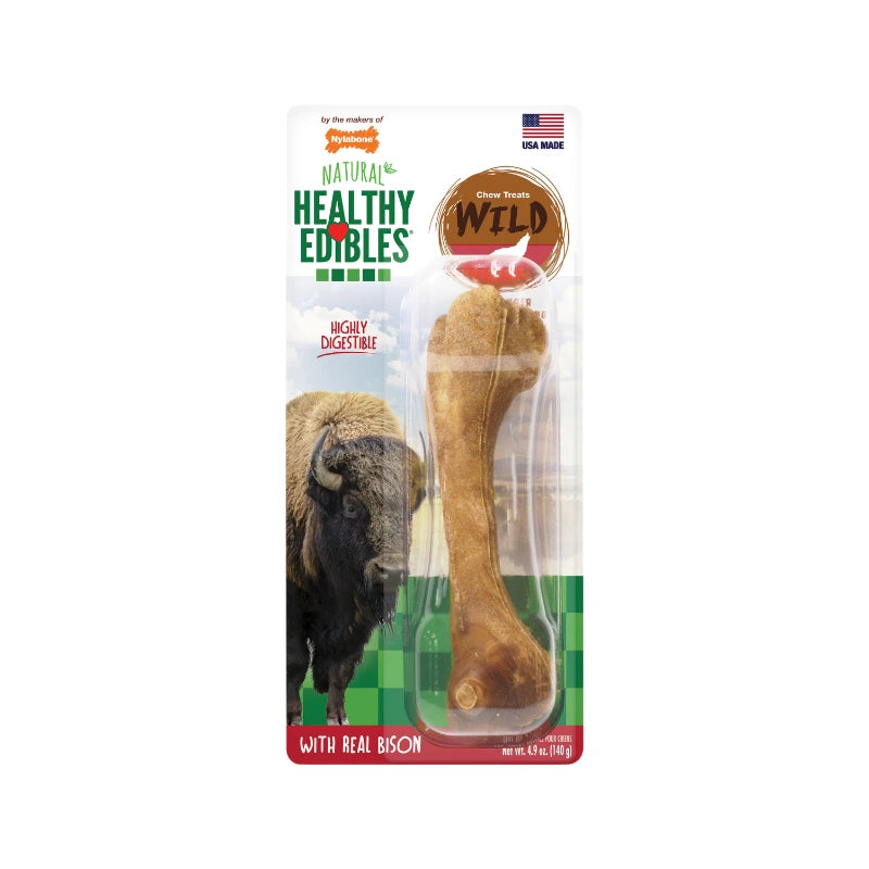 Nylabone Healthy Edibles Wild – Snack Masticable Sabor Bisonte Large