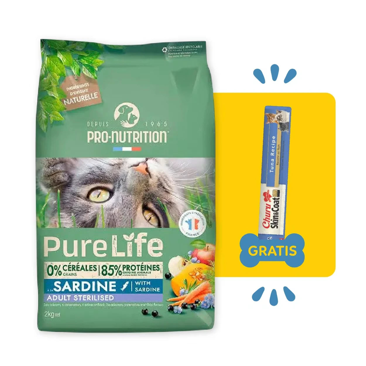 Pure Life Grain-Free Gatos Adultos Esterilizados Sardina