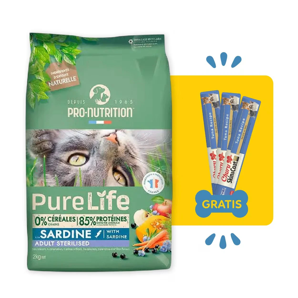 Pure Life Grain-Free Gatos Adultos Esterilizados Sardina