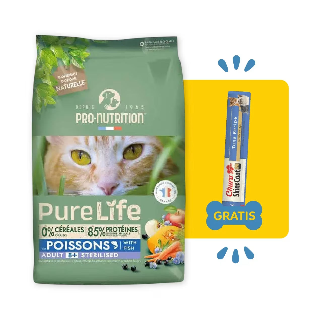 Pure Life Grain-Free Gatos Senior Esterilizados 8+ Pescados