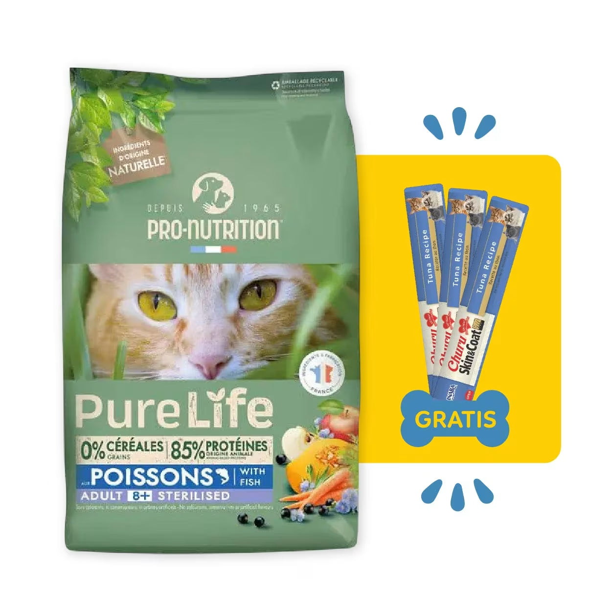 Pure Life Grain-Free Gatos Senior Esterilizados 8+ Pescados