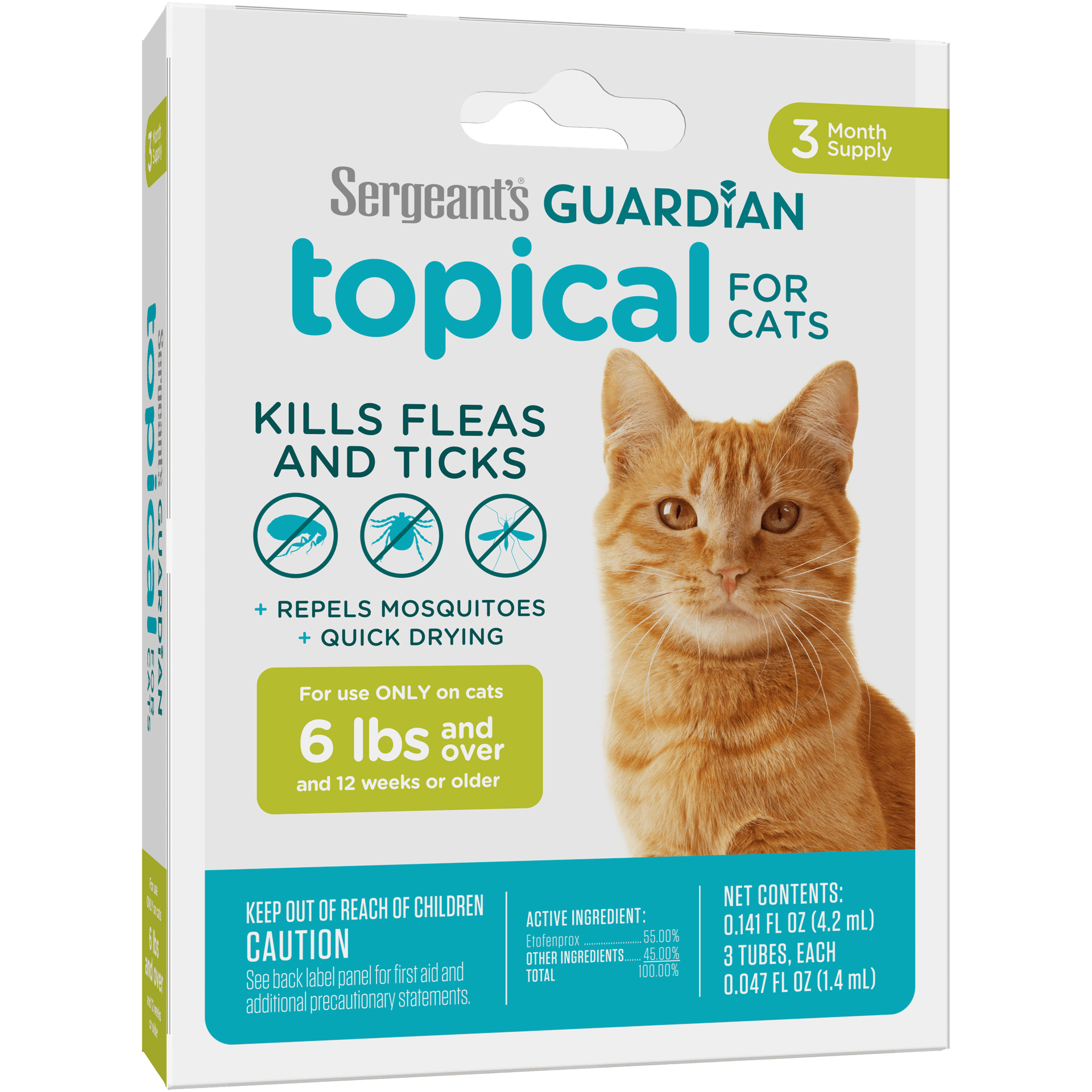 Sergeant’s Guardian Topical - Pipeta para gatos de 2.72kg a más (3 und)