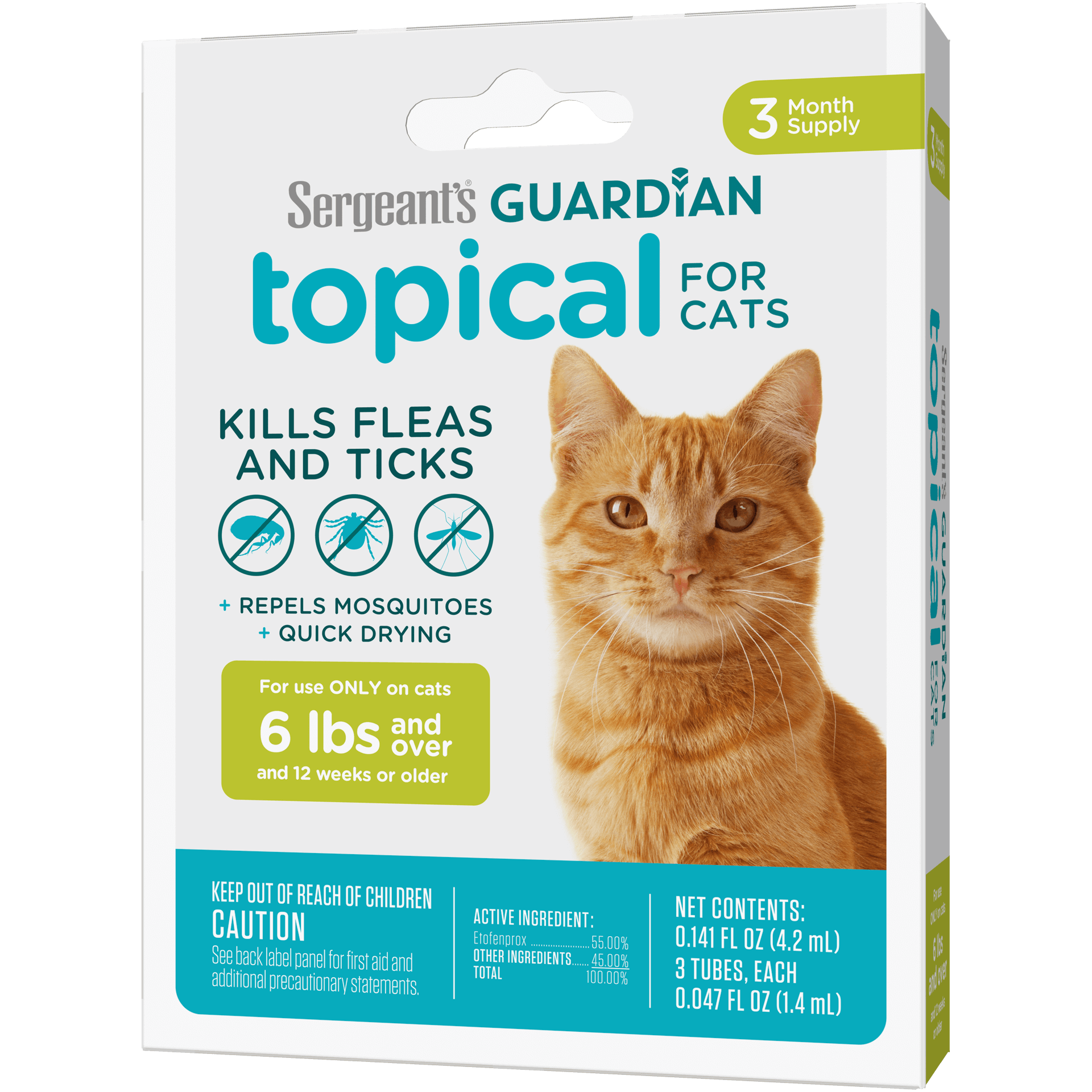 Sergeant’s Guardian Topical - Pipeta para gatos de 2.72kg a más (3 und)