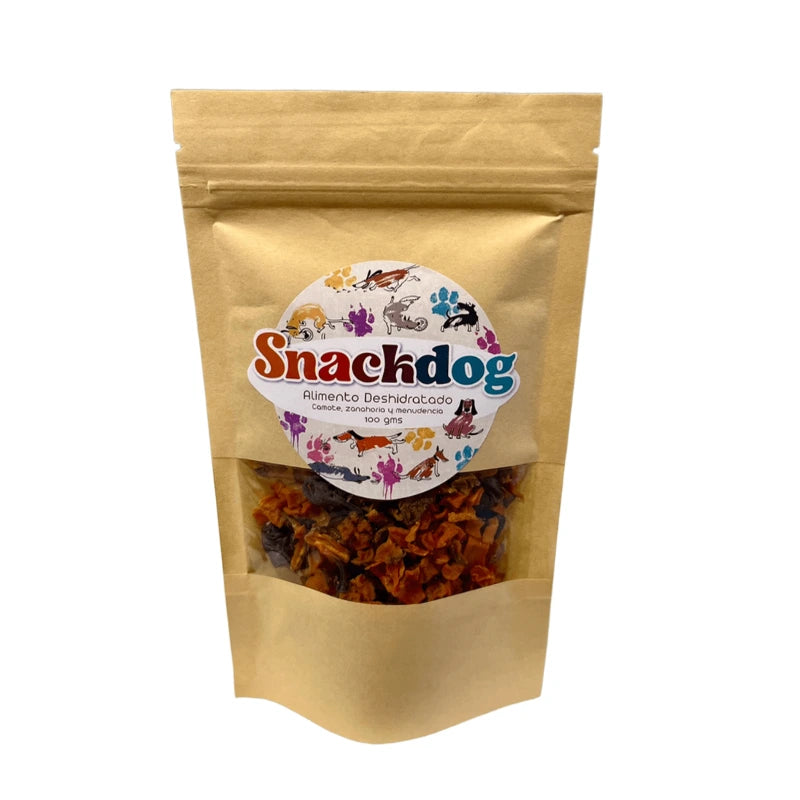 Snackdog Snack Deshidratado de Camote, Zanahorias, Corazón y Molleja de pollo para perros