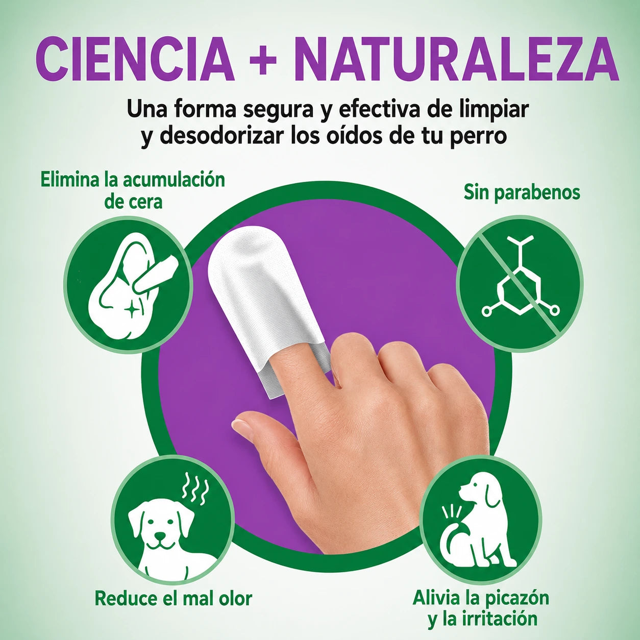 Vet's Best Clean Ear Finger Pads - Toallitas dactilares de Limpieza de oído para Perros