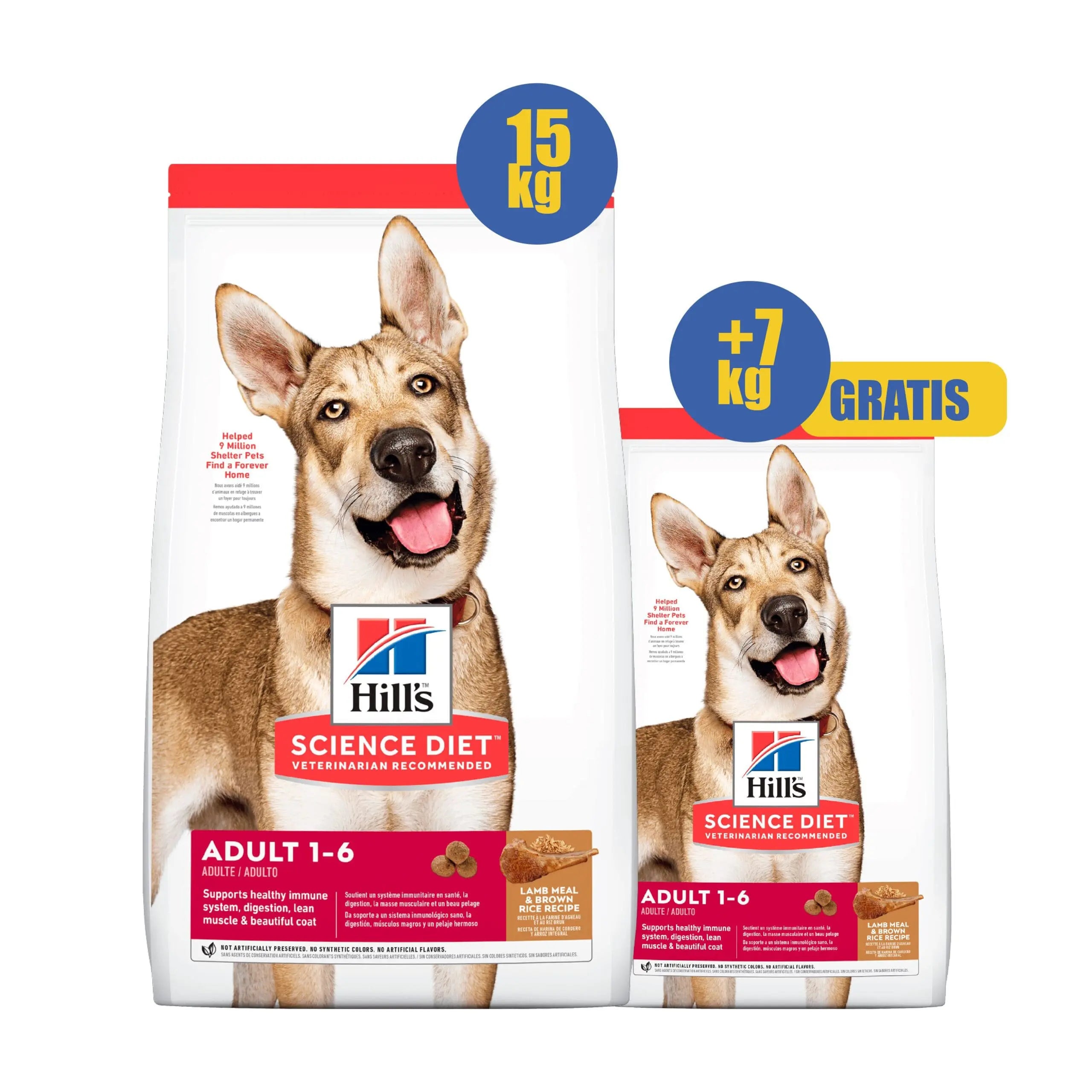 Hills SD Canine Adult Lamb Meal & Brown Rice Recipe 15kg +7kg